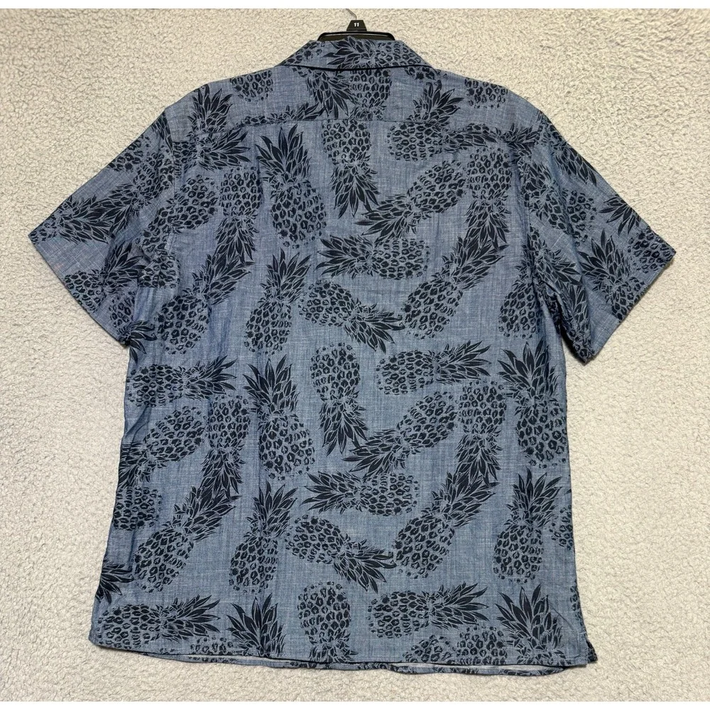 NEW Banana Republic Pineapple Print short sleeve button slim fit shirt Mens L
